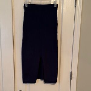 Free People Women’s Skyline Ribbed Blue Midi Skirt with Slit sz Small